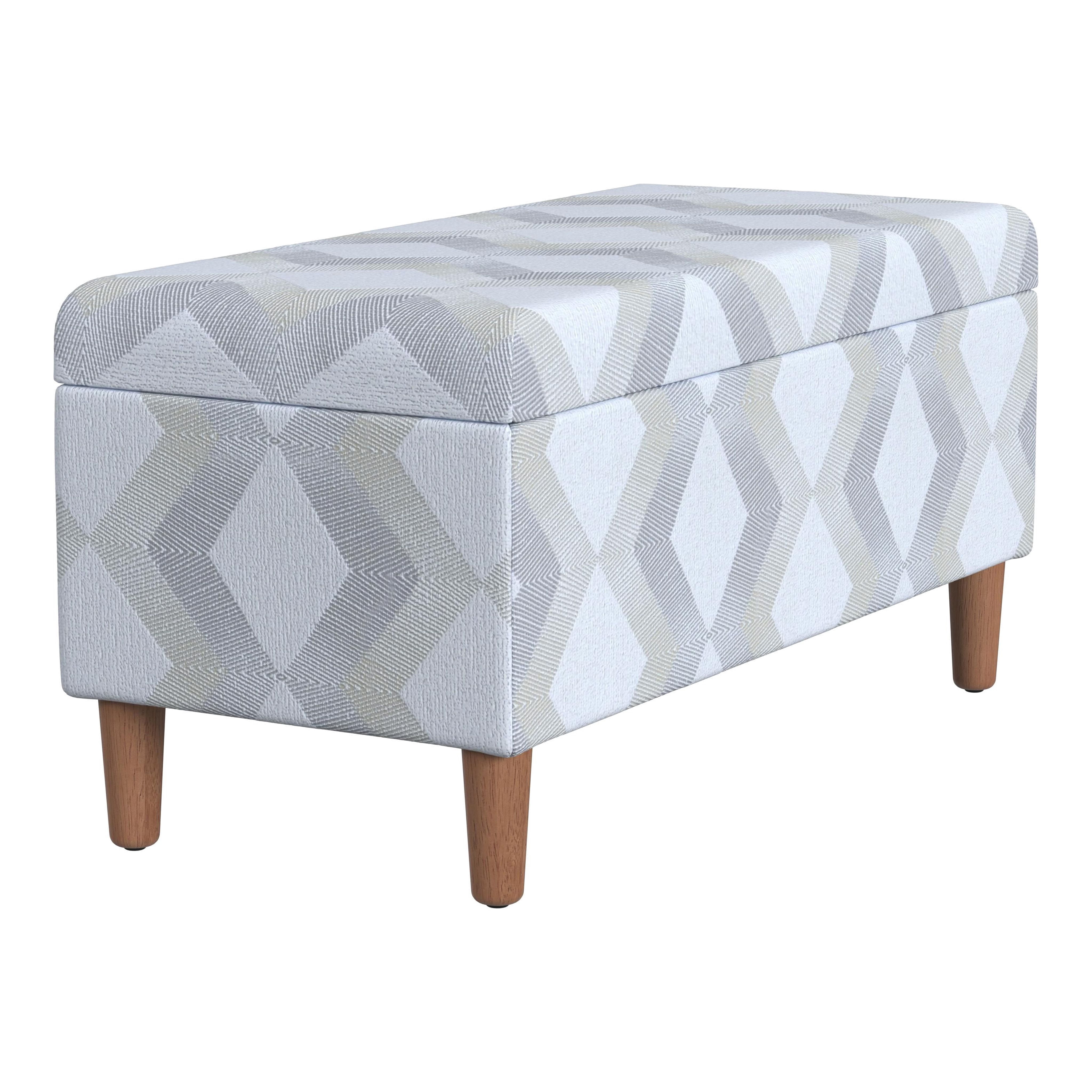 HomePop Malmo Storage Bench, 36"W x 16"D x 17.5"H, Natural Woven Geo Pattern