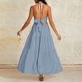 thumbnail image 4 of Delconic Women’s Halter Neck Maxi Dress Sleeveless Tiered Long Dress Casual Loose Fit Summer Beachwear for Daily and Vacation Sky Blue XL, 4 of 5