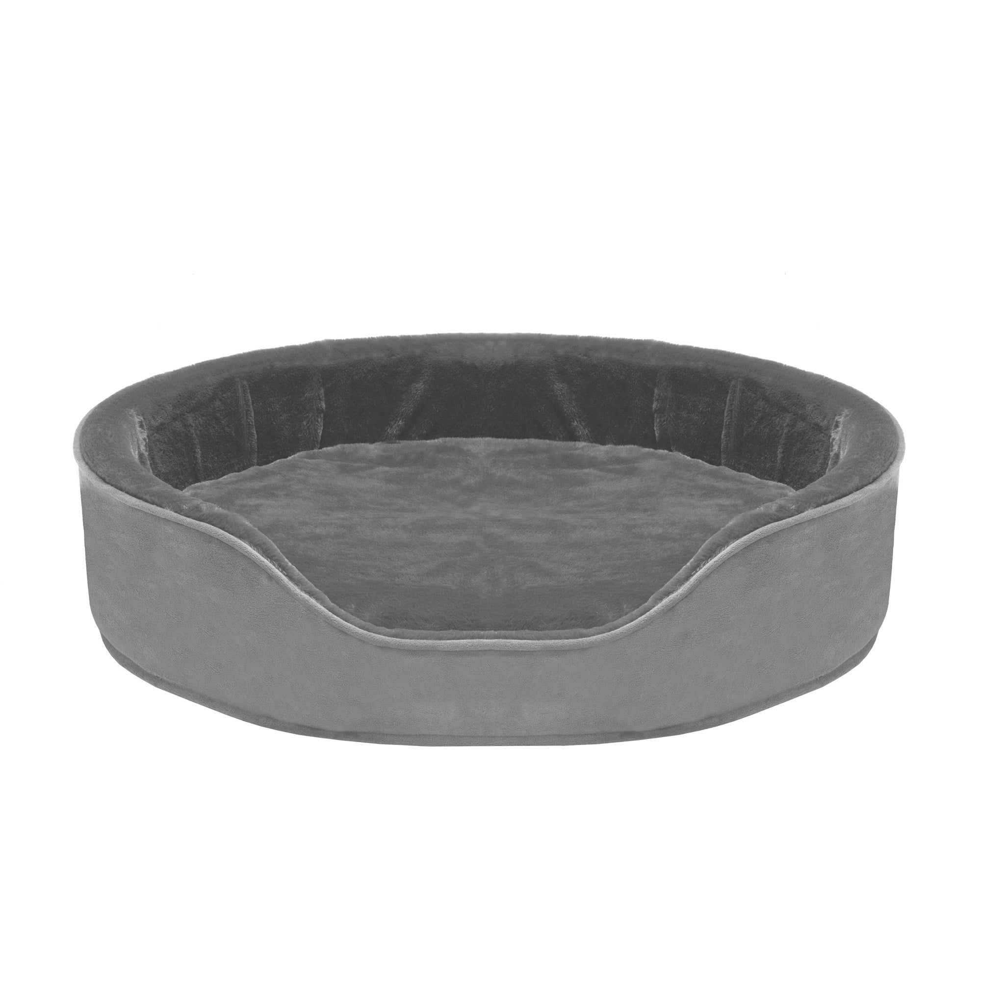 FurHaven Pet Products Plush & Velvet Oval Pet Bed for Dogs & Cats - Smoke Gray, Extra Large