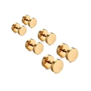 3 Pairs Stainless Steel Dumbbell Barbell Ear Studs | CZ Accent Earrings For Men & Women | Piercing Plugs