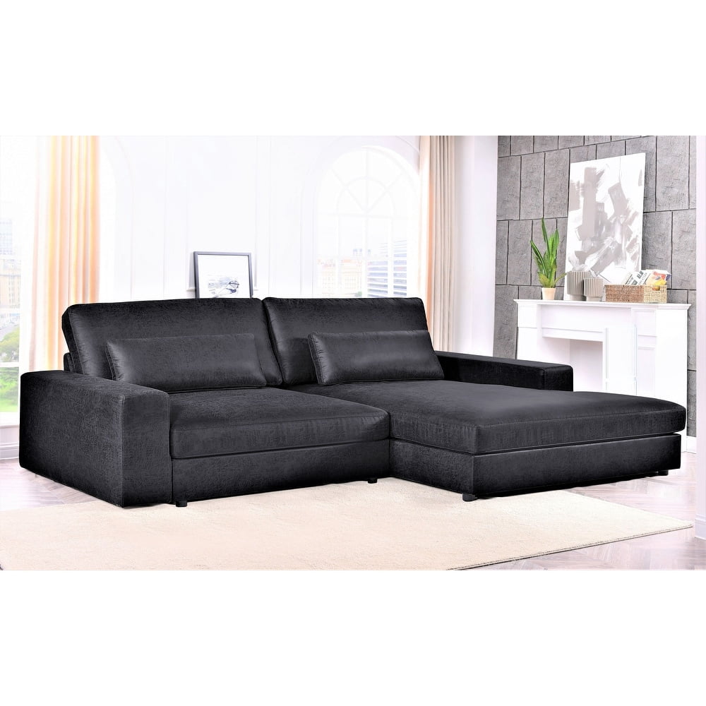 US Pride Furniture 105.52''W Oversized Right Faing Chaise Sectional Sofa, Black