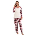 thumbnail image 2 of TIMIFIS Pajamas Noël Ensemble pour Femmes de Noël, Haut à Col Rond à Manches Longues pour les Fêtes et Pantalon Long à Carreaux Rouges, Tenue d'Intérieur Assortie pour la Famille, Ensemble, 2 of 5