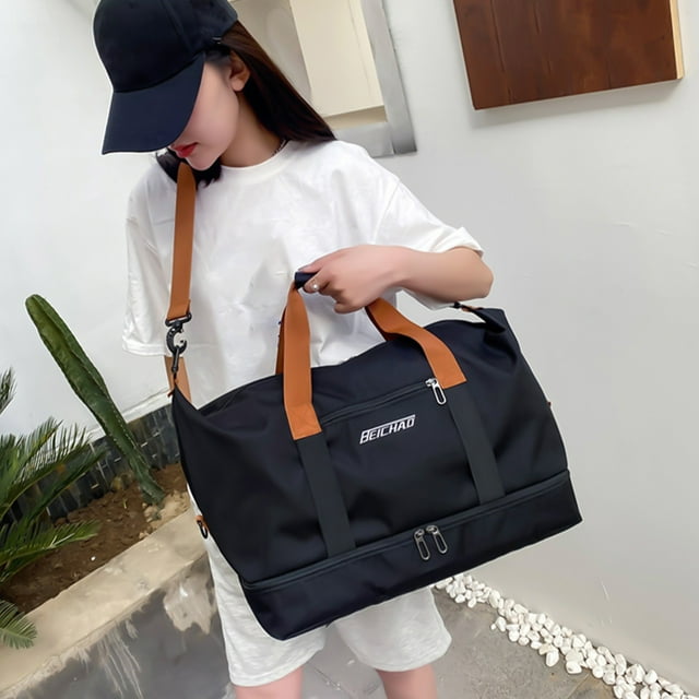 Bolsa de viaje grande, bolsa expandible para gimnasio, equipaje de mano para mujer con funda para carrito y bolsillo impermeable, bolsas de lona de viaje, bolsa de viaje, cestas de almacenamiento para