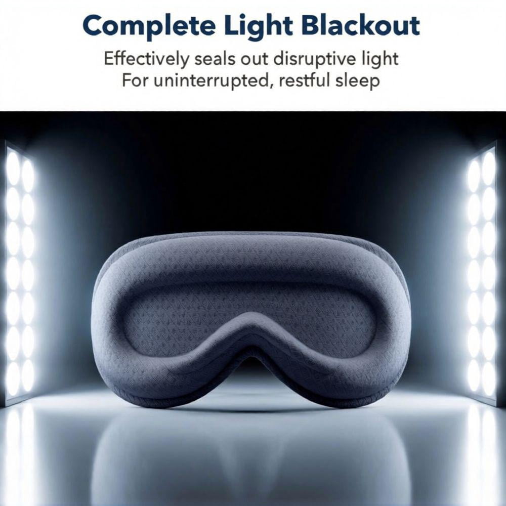 FACEMOON Weighted Sleep Mask 100% Blackout 3D Contoured for Men and Women Restful Sleep Experience Soft Memory Foam Zero Pressure Sleep Comfort Black