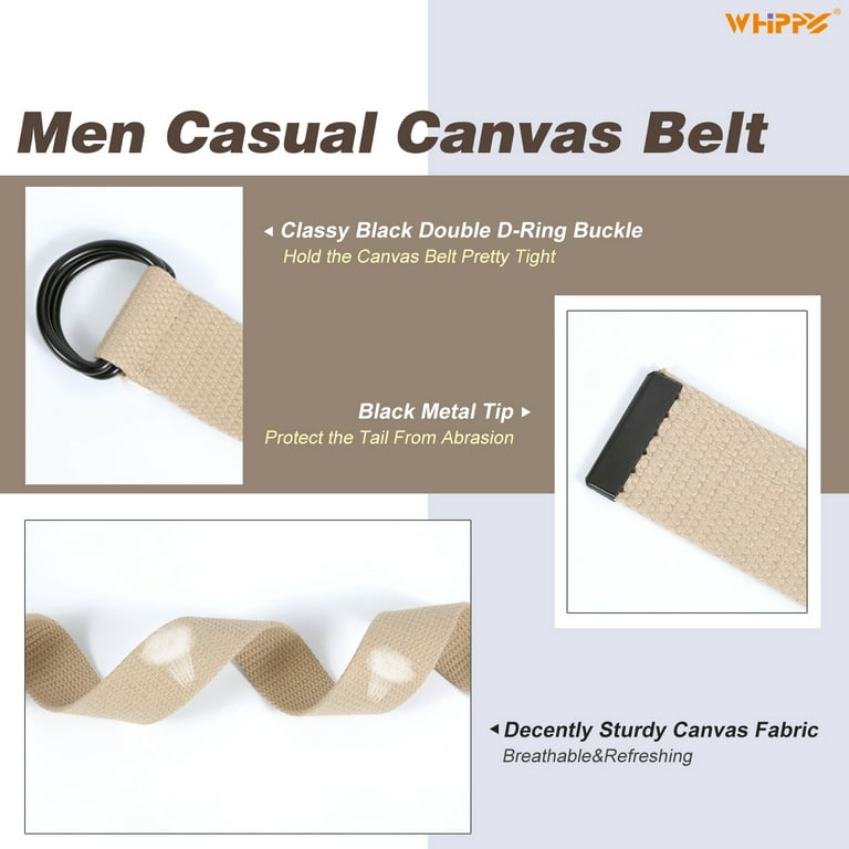 WHIPPY Nylon Belt for Men Women, Canvas Web Belt with Double D Ring Buckle