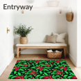thumbnail image 3 of ODIKA 8'x10' Machine Washable Non-Slip Area Rug, Festive Holly Wreath Door with Ribbon Bow Design High Traffic Rug with Pad, Red, 628181, 3 of 8