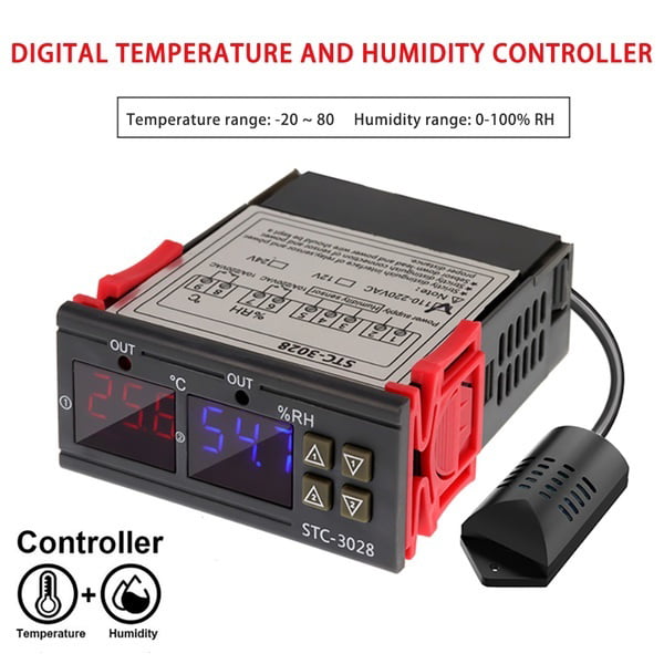 Digital AC110-220V STC-3028  Dual LCD Temperature Humidity Controller Thermostat 