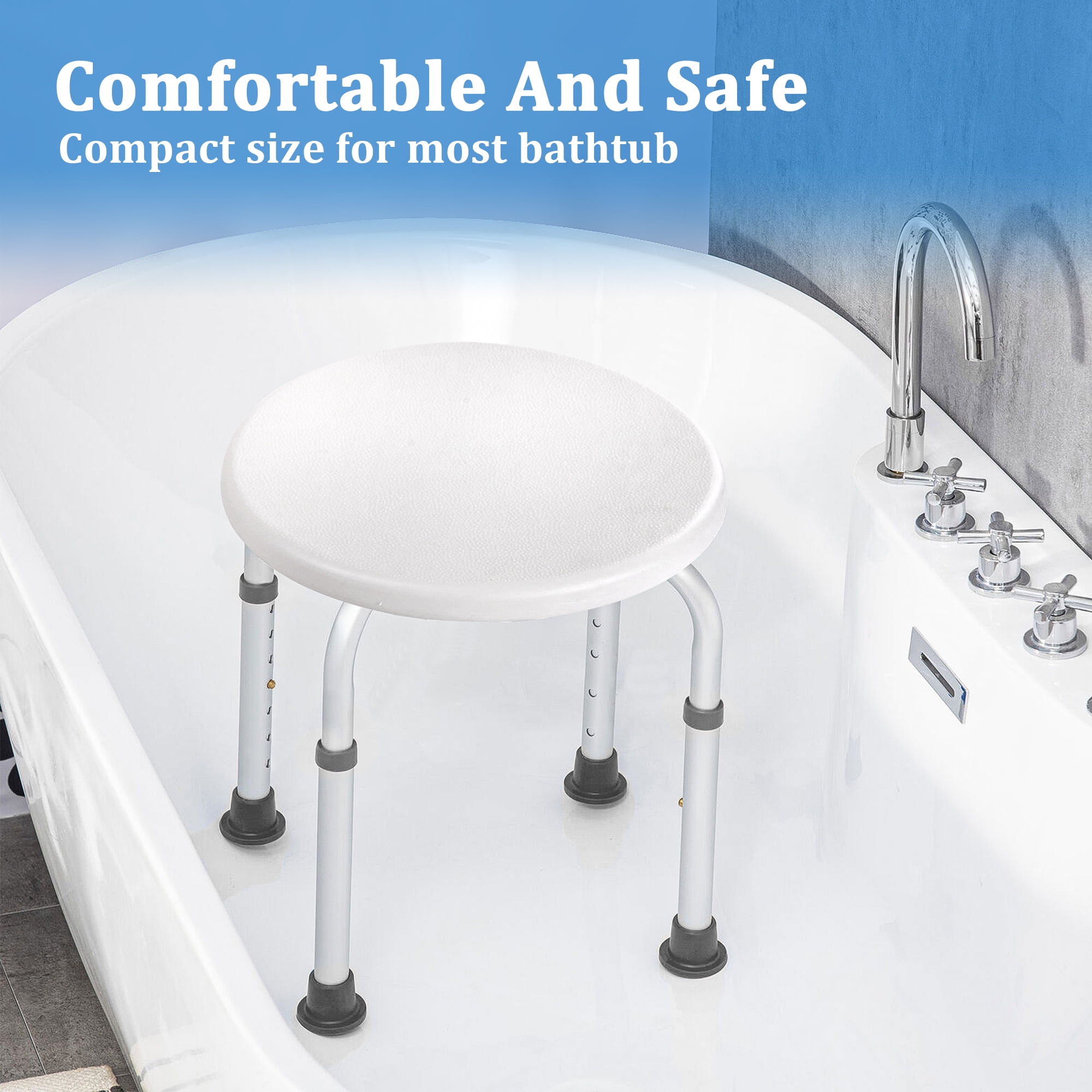 YYAo Shower Stool, Shower Chair Bench with Adjustable Heights and Non-Slip Rubber for Safety and Stability, White YYAo Shower Stool, Shower Chair Bench with Adjustable Heights and Non-Slip Rubber for Safety and Stability, White