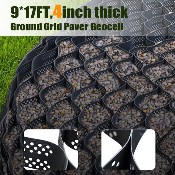Denest 9ft x 17ft Geogrid Scalable Gravel Ground Grid for Driveways Slopes Parking Lots
