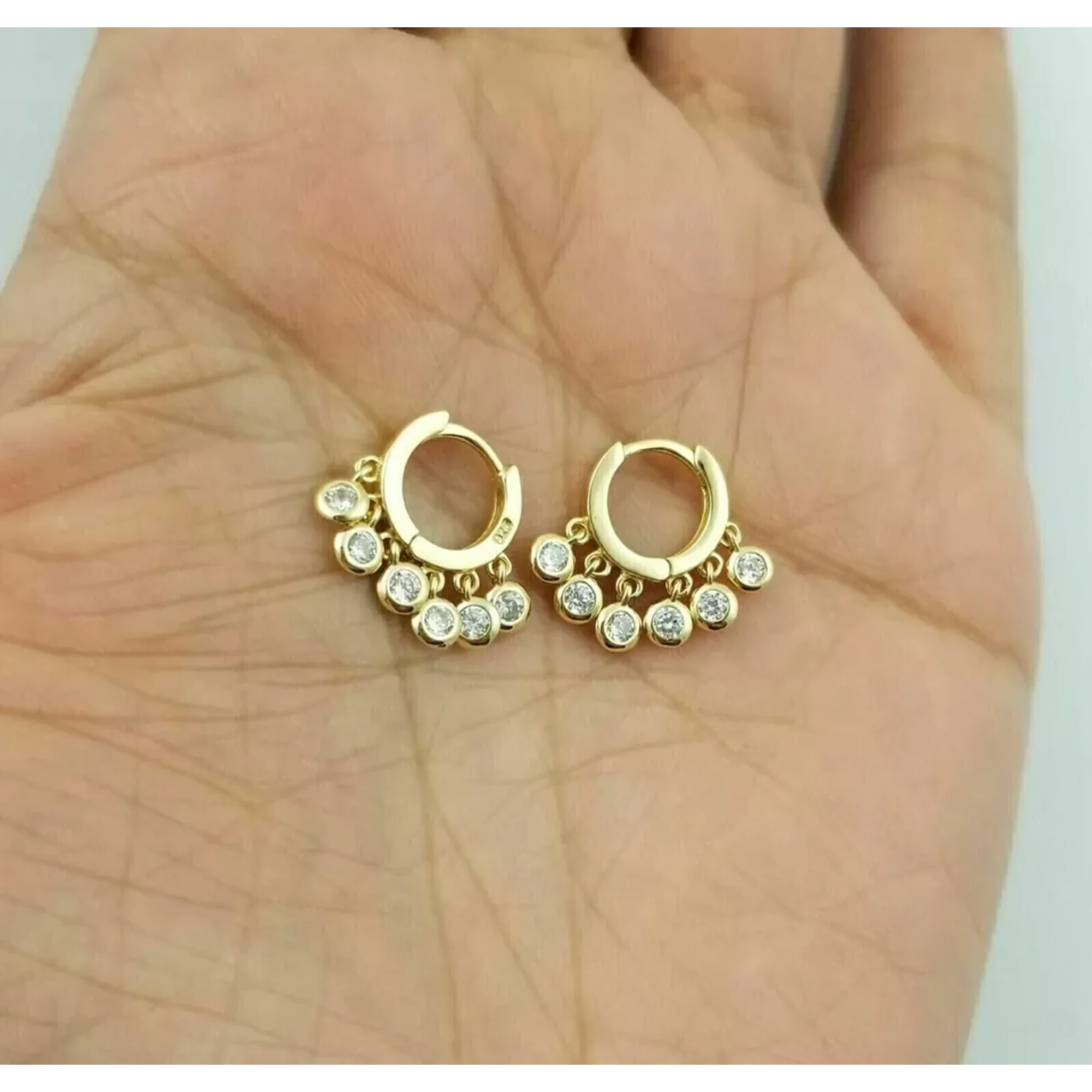 1.50CT Round Cut Simulated Diamond Huggie Hoop Earrings, 14K Yellow Gold Plated Sterling Silver for Women
