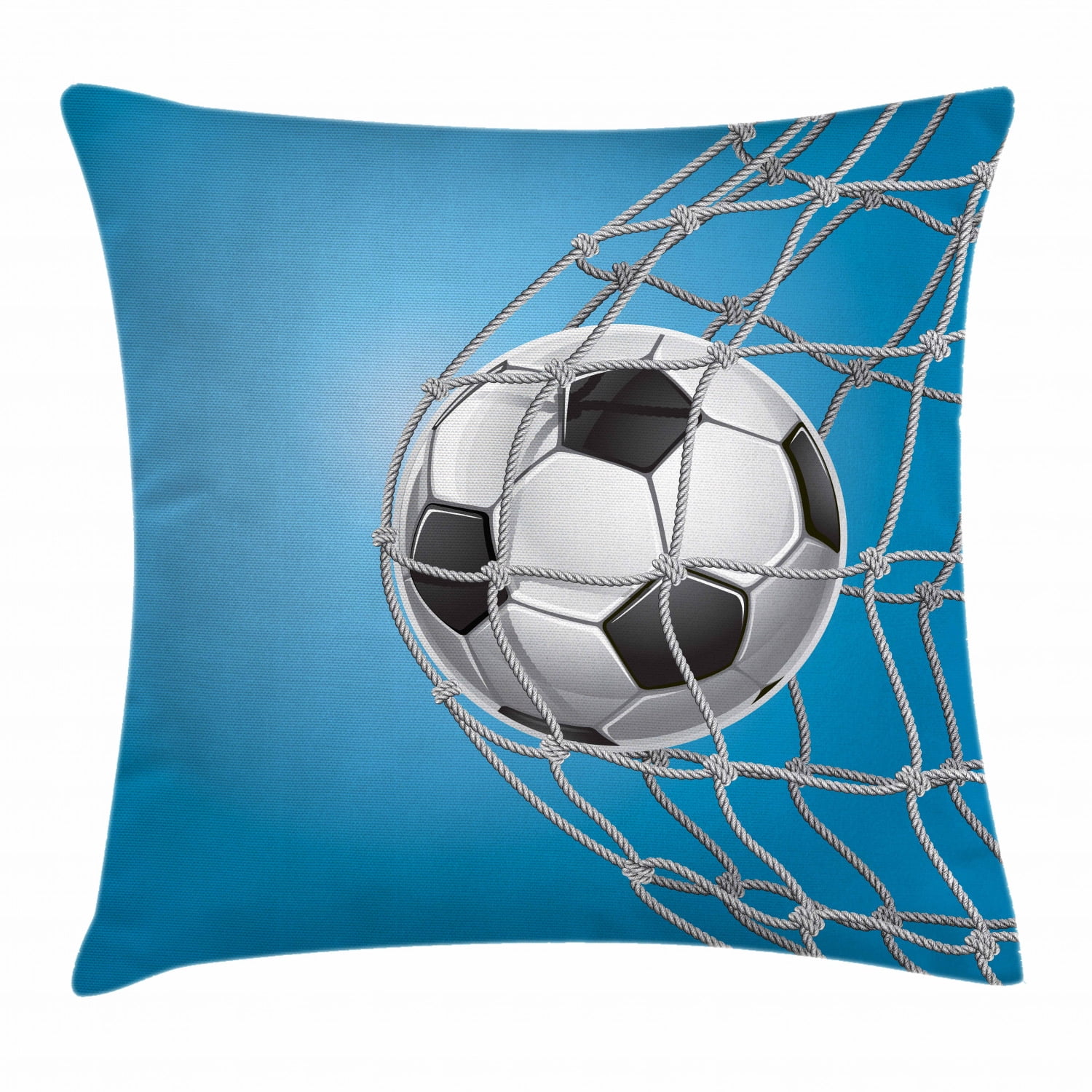 Soccer Throw Pillow Cushion Cover, Goal Football in Net Entertainment