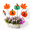 Maple Leaf, Pumpkin, variant on Black White Pumpkin Checkered Outdoor Garden Stake Yard Decoration