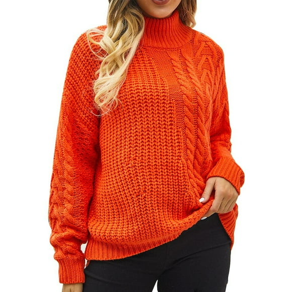 TJAZFJPA Womens Sweaters Dressy Casual Fall Women's Oversize Turtleneck Sweater Autumn/Winter Knit Pullover Sweater Big Sister Sweater Oversized Sweaters for Women Plus Size V Neck