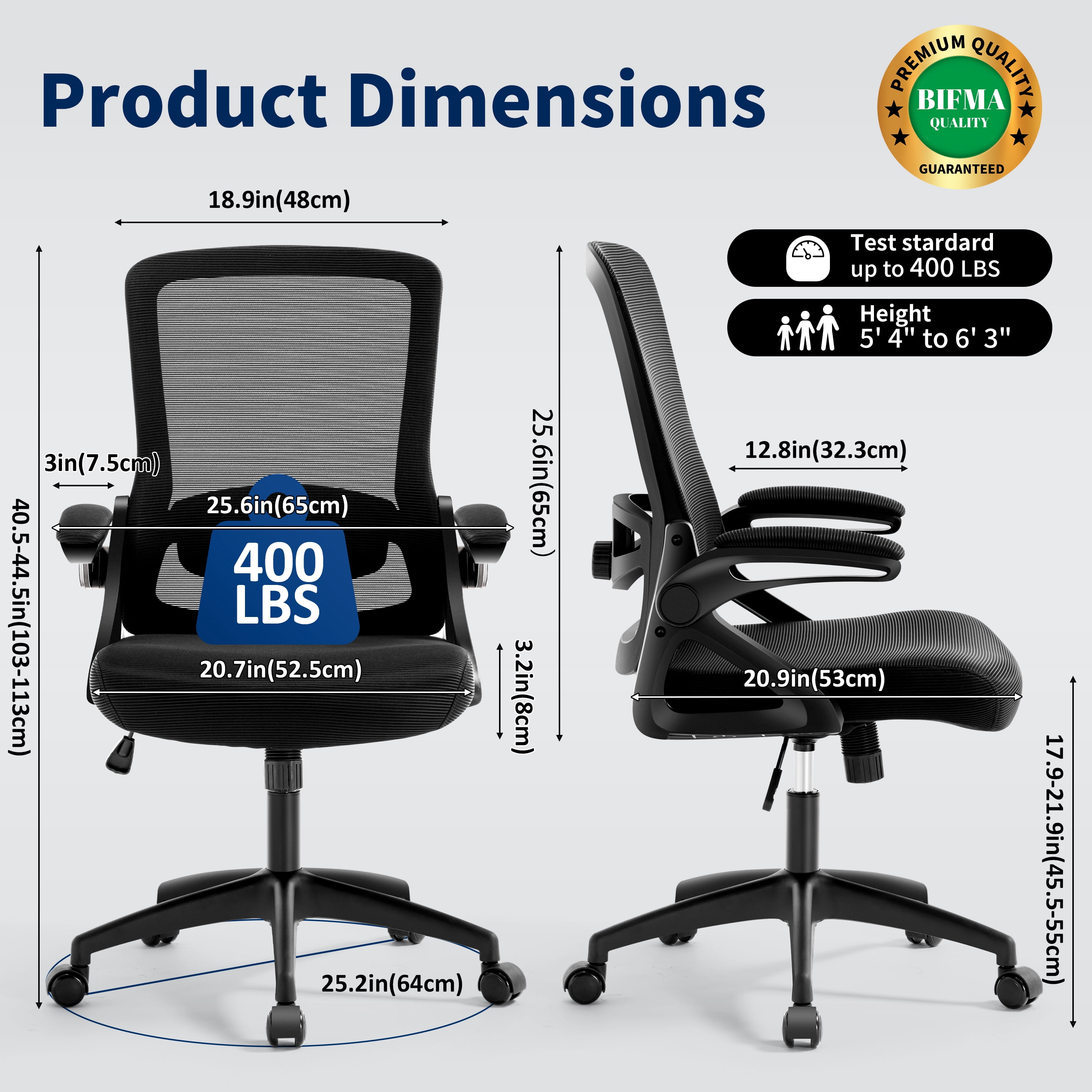 Nexthro Ergonomic Office Chair, Desk Chair with Adjustable Lumbar Support, Breathable Mesh Comfy Computer Chairs with Flip-up Armrests Executive Task Chair for Adults Home Office(Black)