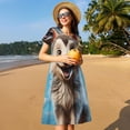 thumbnail image 4 of Naloa Blue Sky Cute Wolf Print Womens Summer A-Line Dress with Pockets,Short Sleeve Dresses,Flowy Beach Swing Dress for Vacation Travel, 4 of 6