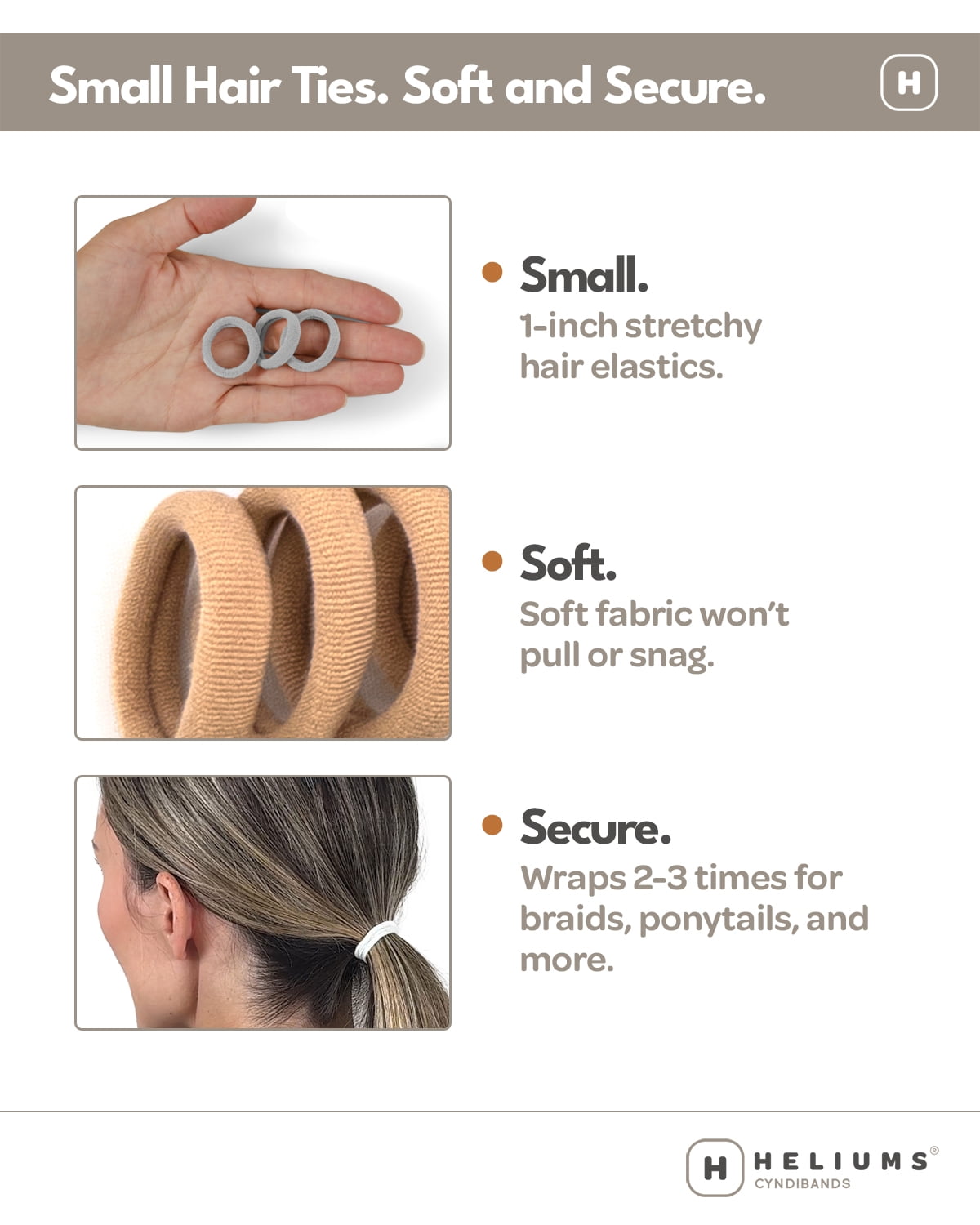 Heliums Small Seamlees Hair Ties - Blonde - Mini Ponytail Holders - 20 Pack