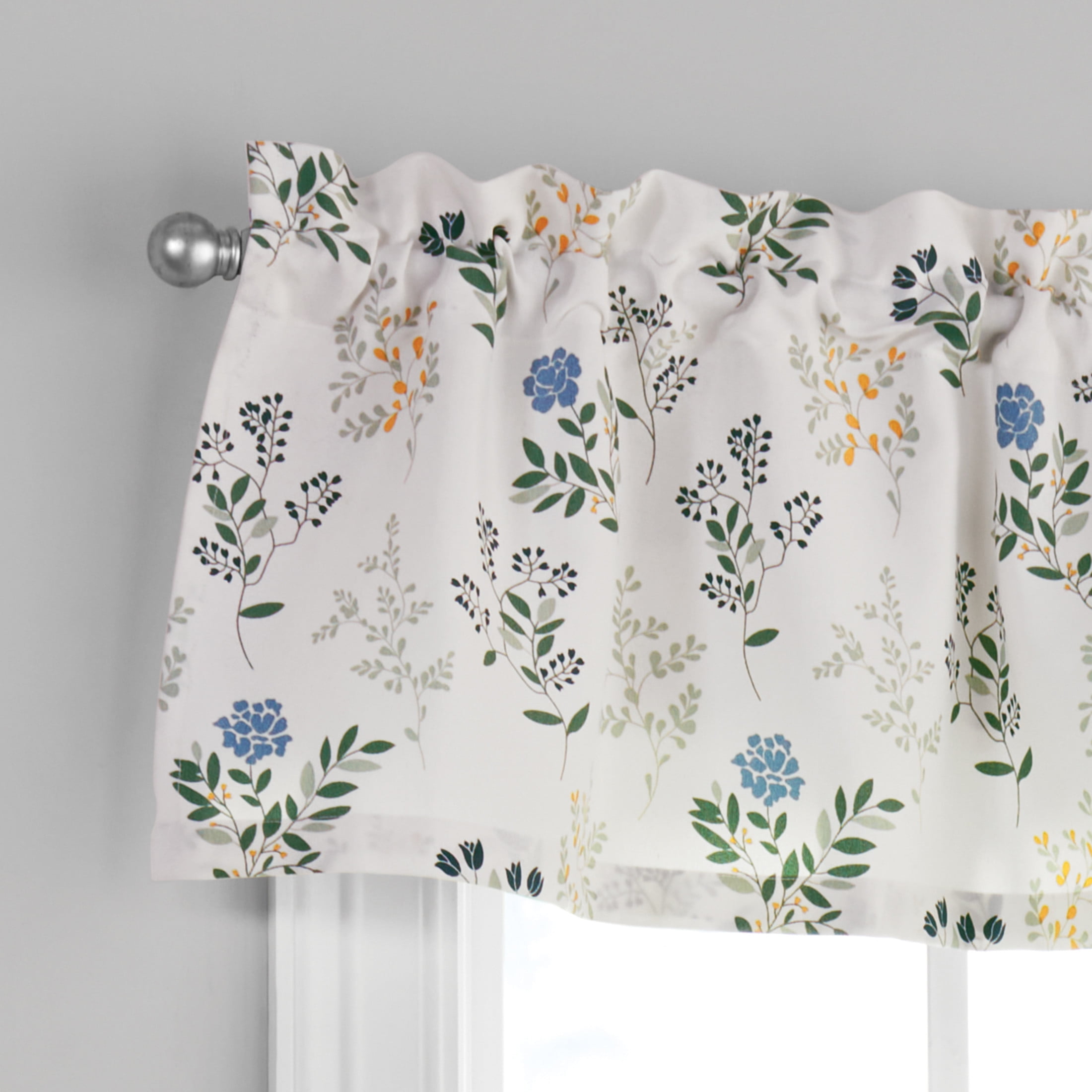 Mainstays 3 Piece Floral Multi Printed Curtain Tier Set, 56"W x 14"L