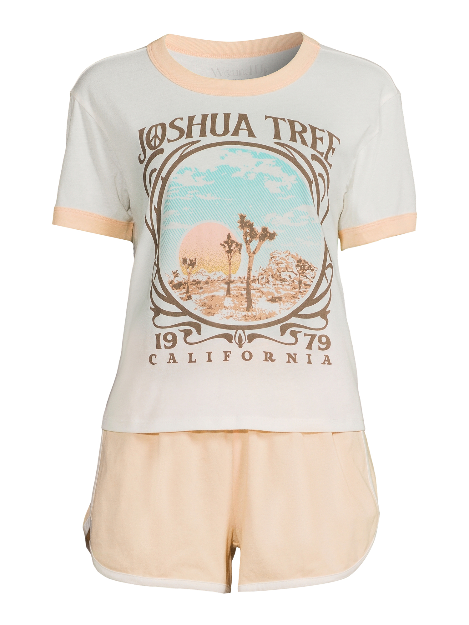 Joshua Tree Women's Ringer Tee and Short Sleep Set, 2-Piece
