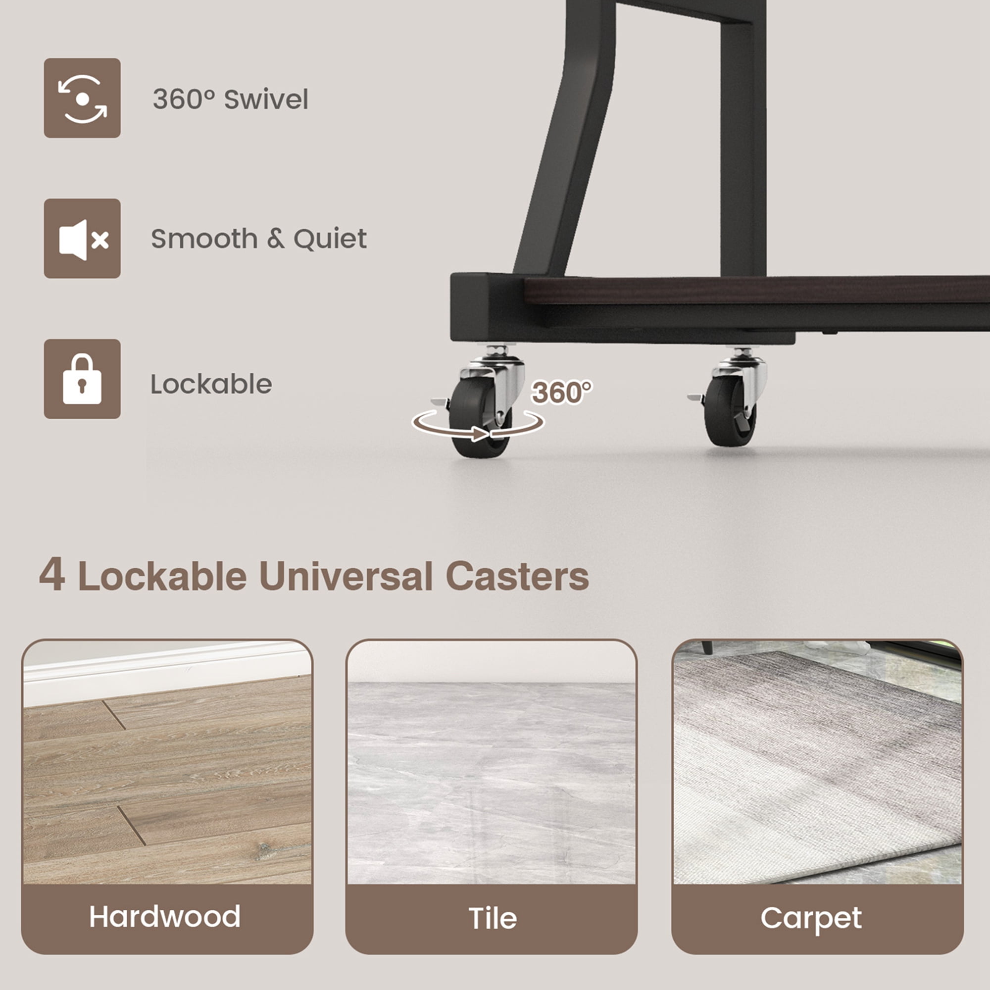 Costway 29.5'' Mobile Computer Desk Rolling Laptop Cart with Pull-out Keyboard Tray & Shelf