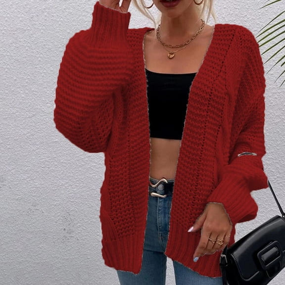 Idoravan Cardigans for Women Spring Fashion Womens Long Sleeve T-Shirt Autumn Sweater Cardigan Solid Blouse Tops