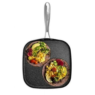  IKO Lightweight Kosher Cast Iron Grill Pan, Heavy Duty  Stainless Steel Handle, Vegetable Based Vegan Pre-Seasoned Non-Stick Easy  to Clean Interior, Safe on All Cooking Surfaces, Oven Safe: Home & Kitchen