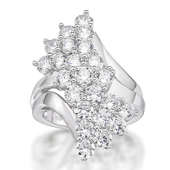 Jay Heart Designs 925 Sterling Silver Simulated White Diamond Cocktail Ring