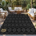 thumbnail image 2 of Black Golden Floral Outdoor Rug for Patio/Deck/Porch, Non-Slip Large Area Rug 3 x 5 Ft, Modern Abstract Art Spring Flowers Indoor Outdoor Rugs Washable Area Rugs, Reversible Camping Rug Carpet Runner, 2 of 8