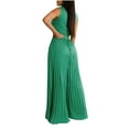 thumbnail image 5 of Womens Trendy Sleeveless Dress Jumpsuits V Neck Pleated Wide Leg Long Romper Chain Belt Dressy Work Playsuits (S, Green), 5 of 5