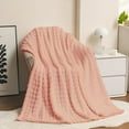 thumbnail image 5 of Btomtd 30"x40" Thick Heavyweight Flock Throw Blanket Soft Plush Nap Bed Blanket Multi Scenario Sofa Resting Blanket, Pink, 5 of 6