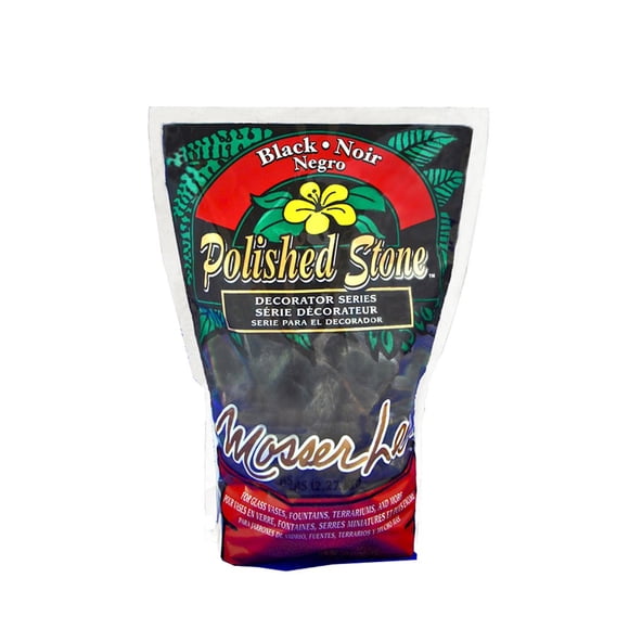 Cubierta de tierra con piedras pulidas Mosser Lee, 2,3 kg, color negro