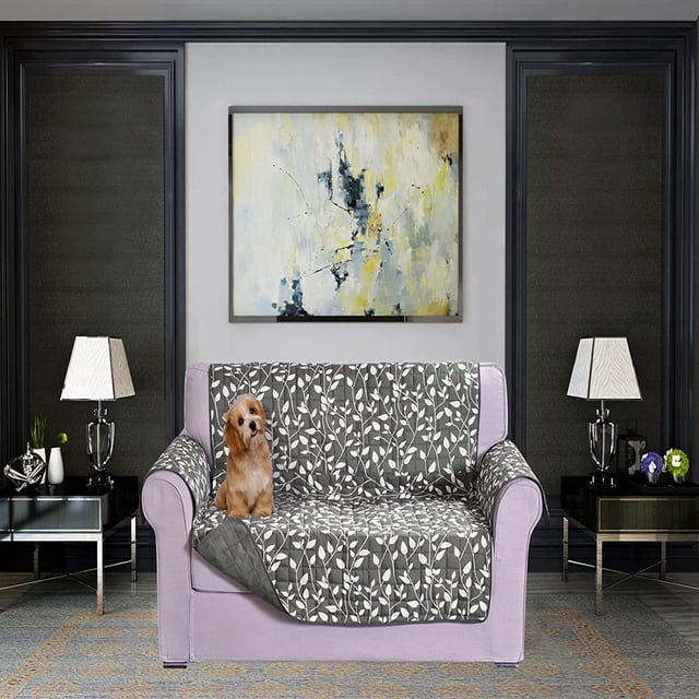 CHOK 2024 Housse de Sofa Réversible Résistante à l'Eau Protège-Meubles Housses de Canapé pour Animaux Smart Leaf Sofa Surdimensionné Noir