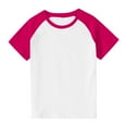 thumbnail image 2 of BLTIBY 2025 Toddler Girls Boys T-shirt Summer Round Neck Short Sleeve Solid Color Tee Kids Fashion Pullover Tops Hot Pink 5-6 Years, 2 of 9