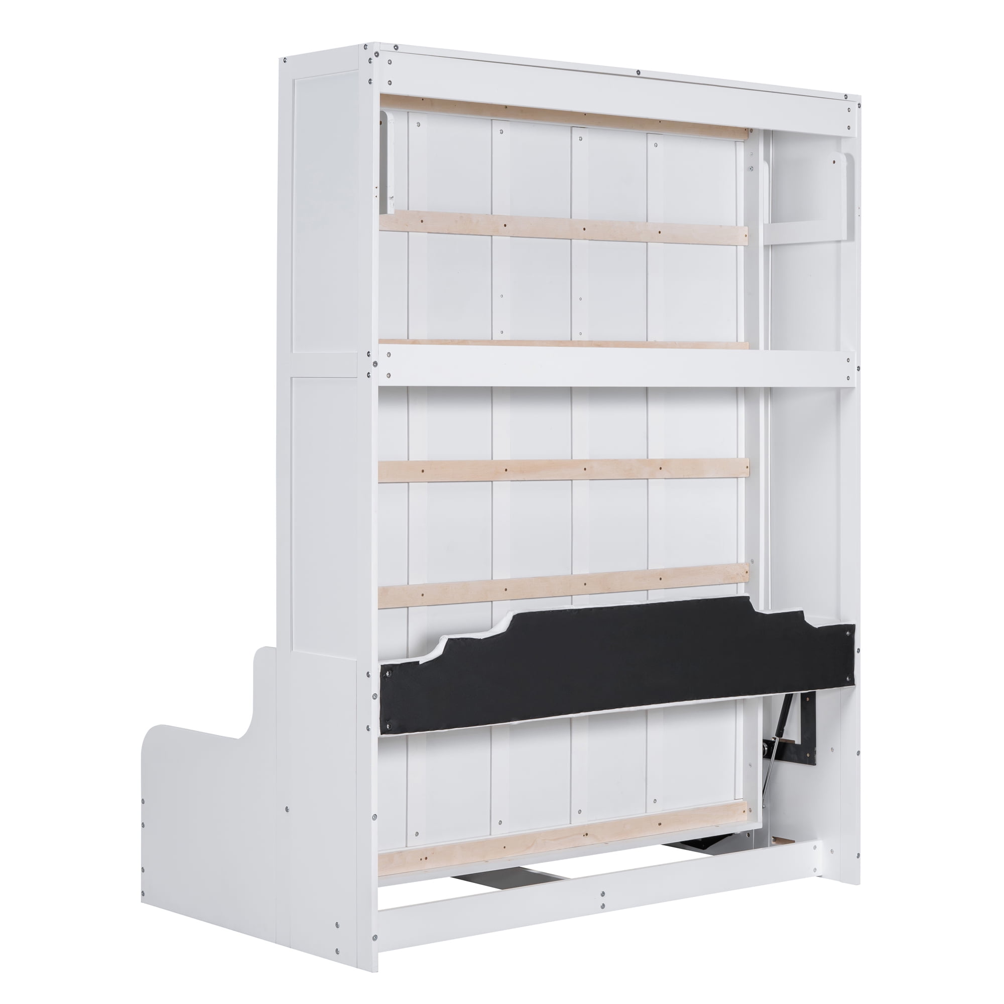 Mintazer Queen Size Murphy Bed with Sofa, Modern Foldable Wall Bed with Cushions for Bedroom Apartment Guest Room, White
