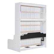 Mintazer Queen Size Murphy Bed with Sofa, Modern Foldable Wall Bed with Cushions for Bedroom Apartment Guest Room, White