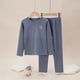 thumbnail image 2 of Gibobby Conjunto de ropa interior termica cálida para niños de otoño e invierno, además de pijamas de lana para bebés grandes de manga larga para niños y niñas con cuello（Gris， 3-4 Años), 2 of 3