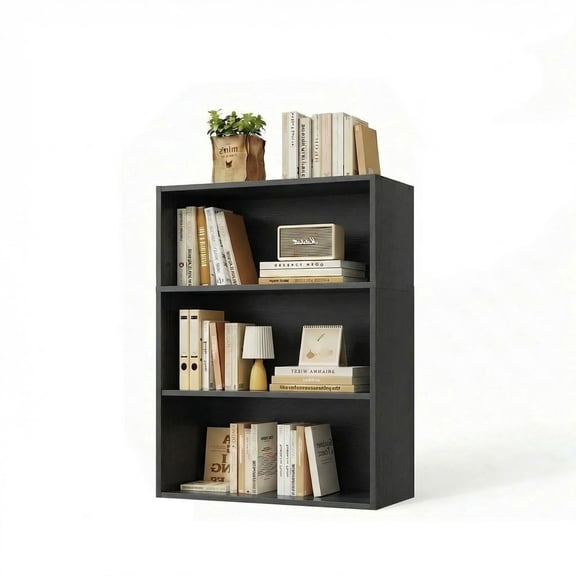 3 Tier Bookcase Storage, 40 Inch Large Tall Floor Standing Open Bookshelf for Home Office, Living Room, and Bedroom, Black