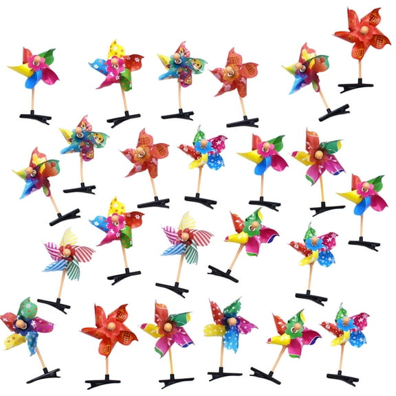 Pack of 24 Colorful Pinwheel Hair Clip Creative Windmill Shaped Hair Accessories Windmills Hair Barrettes Headdress