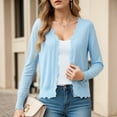 thumbnail image 2 of idosla Women's Long Sleeve V-Neck Button Down Cardigan Knit Shrugs Sweater (Light Blue, L), 2 of 9