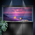 thumbnail image 2 of Aquarium Background Stickers  - Beach Sunset Pink Wave - Fish Tank Reptile Terrarium Decor Poster, 2 of 6