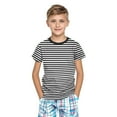 thumbnail image 3 of Summer Shirts for Children Boys and Girls Fashion Casual Summer Short Sleeve Crew Neck Striped Tops for 3-14 Years Old Black, 3 of 8