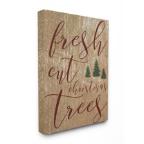 Stupell Fresh Cut Christmas Trees Tan Stretched Canvas Wall Art 24 x 30