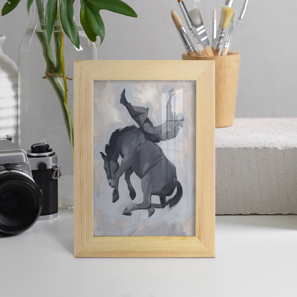 Getting Pitched II - Framed Print w/glass - Natural Wood