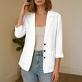 thumbnail image 5 of IUYRTFE Women's 3/4 Sleeve Button Front Blazer Jacket Relaxed Fit Casual Workwear Top, 5 of 7