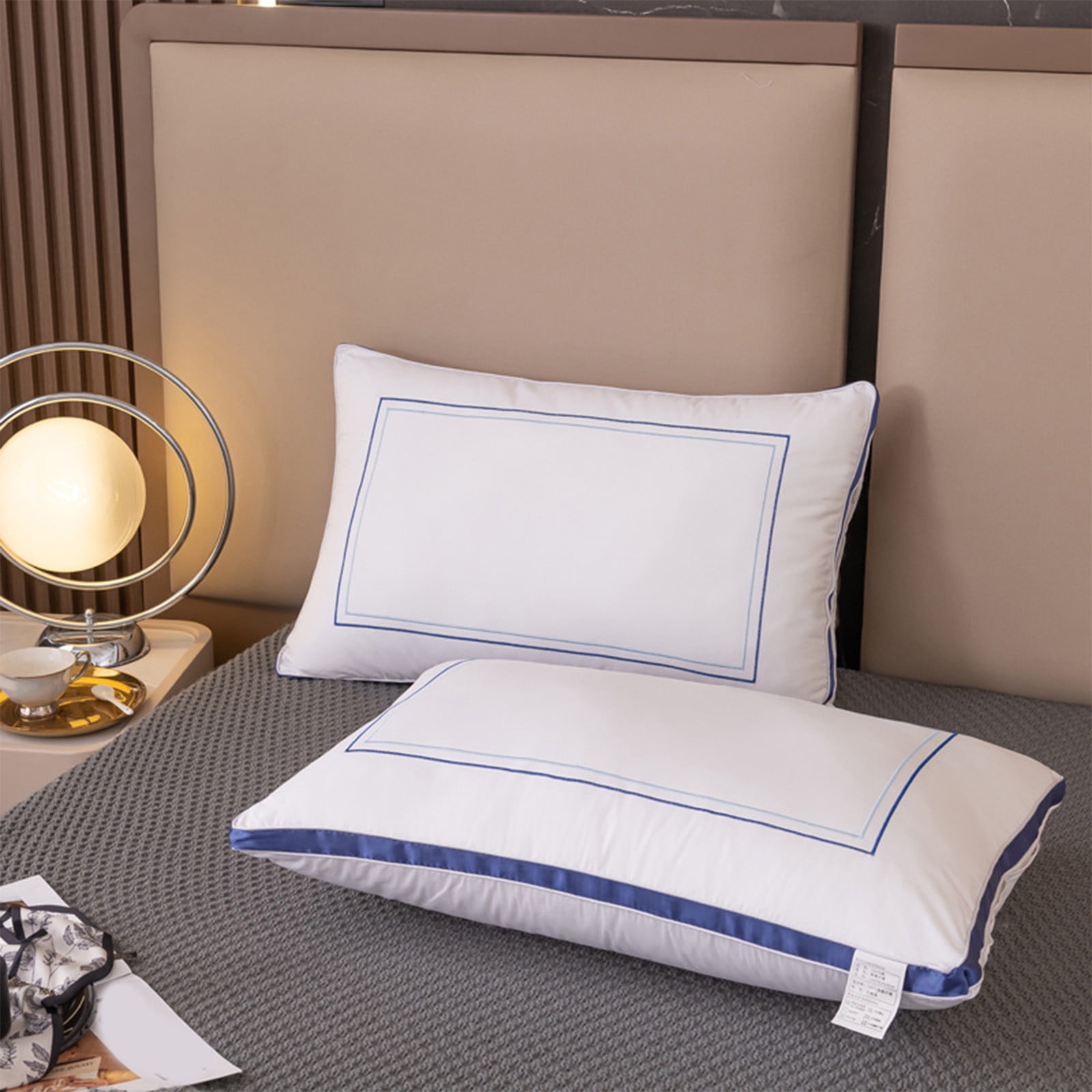 100% Cotton Hotel Pillows, U.S. Made Hypoallergenic Pillows with Down Alternative Fiber Fill for Side & Back Sleepers, Set of 1, Three Comfort Levels, (Soft, Medium, Firm) Soft