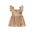 thumbnail image 1 of Fortune Baby Girls Ribbed Dress Infant Solid Color Fly Sleeve Ruffles A-line Dresses, 1 of 8