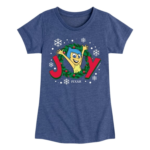 Inside Out 2 - Joy Christmas Wreath Girls' Fitted Short Sleeve Graphic T-Shirt