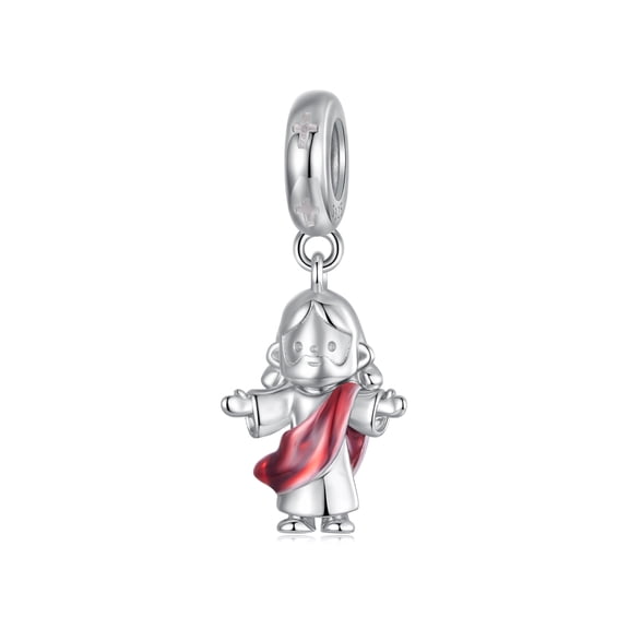 Jesus pendant charm, Genuine 925 Sterling Silver, Compatible with Most Charm Bracelet