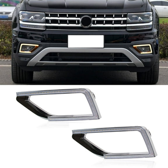 Leadwolf LED DRL Light Dual Color for Volkswagen Teramont 2017 2018 2019 2020 Fog Lamp Decorative Car Lights Accessories 1 Pair
