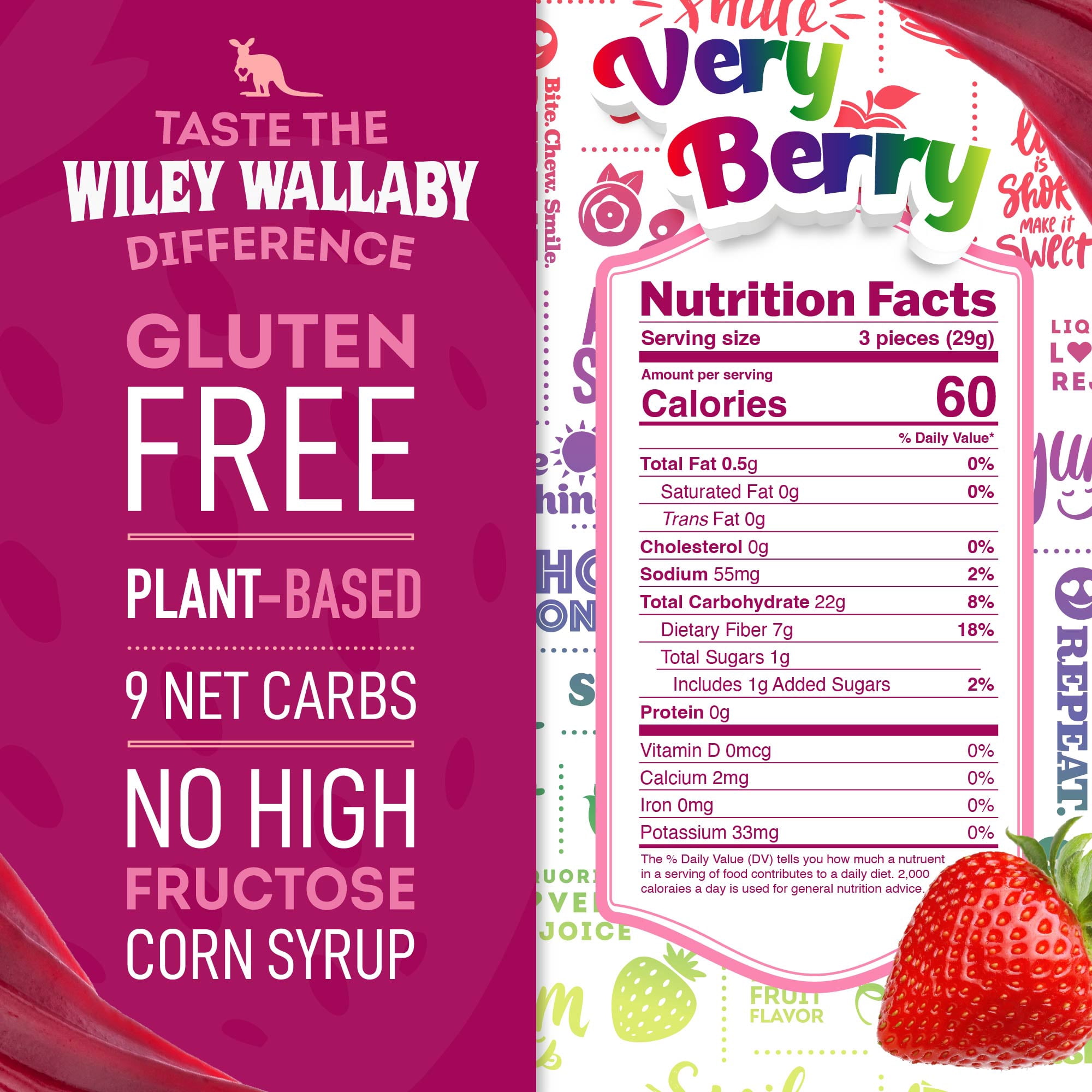 Wiley Wallaby 5.5 Ounce Very Berry Low Sugar Gluten Free Gourmet Australian Style Soft & Chewy Licorice Candy Twists 5.5 Ounce, Pack of 3