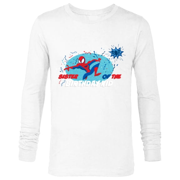 Marvel Spider-Man Toony Family Sister of the Birthday Kid - Long Sleeve T-Shirt for Men - Customized-White